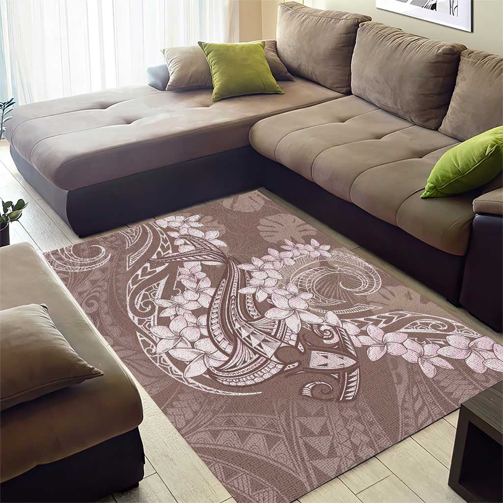 Polynesia Hammerhead Shark Tattoo With Plumeria Lei Area Rug