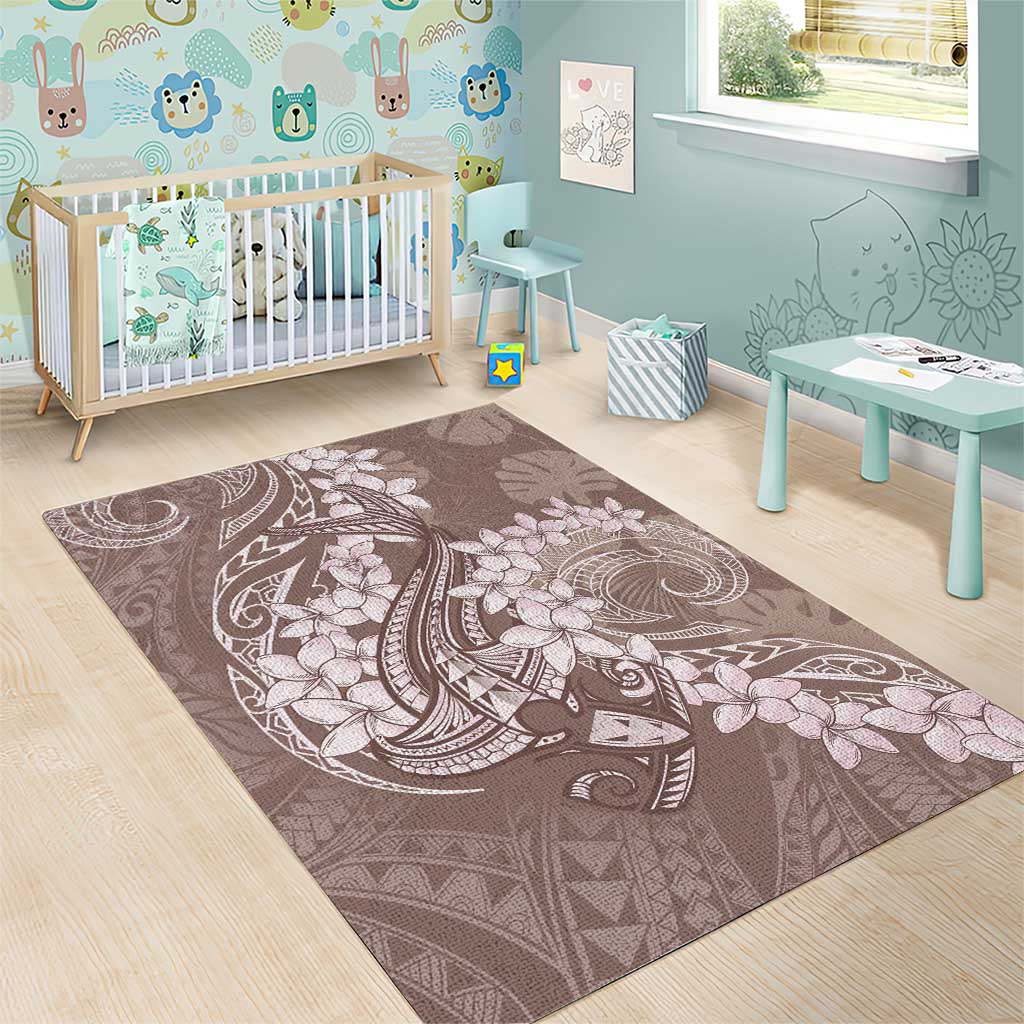 Polynesia Hammerhead Shark Tattoo With Plumeria Lei Area Rug
