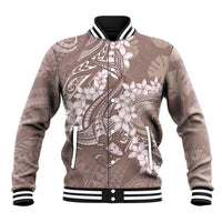 Polynesia Hammerhead Shark Tattoo With Plumeria Lei Baseball Jacket