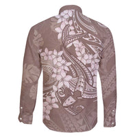 Polynesia Hammerhead Shark Tattoo With Plumeria Lei Family Matching Long Sleeve Bodycon Dress and Hawaiian Shirt