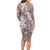 Polynesia Hammerhead Shark Tattoo With Plumeria Lei Family Matching Long Sleeve Bodycon Dress and Hawaiian Shirt