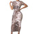Polynesia Hammerhead Shark Tattoo With Plumeria Lei Family Matching Short Sleeve Bodycon Dress and Hawaiian Shirt
