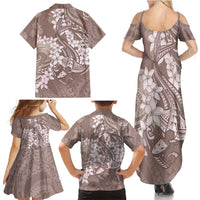Polynesia Hammerhead Shark Tattoo With Plumeria Lei Family Matching Summer Maxi Dress and Hawaiian Shirt