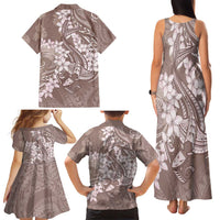 Polynesia Hammerhead Shark Tattoo With Plumeria Lei Family Matching Tank Maxi Dress and Hawaiian Shirt