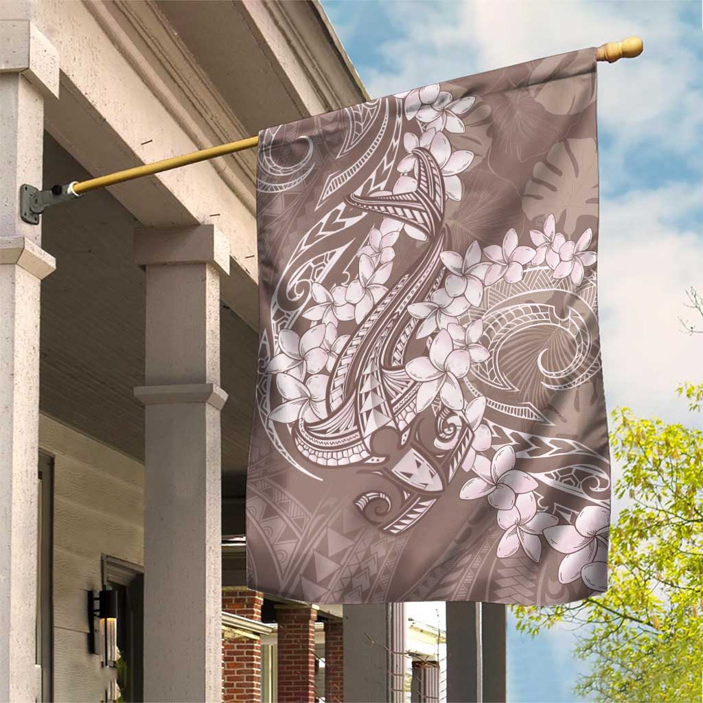 Polynesia Hammerhead Shark Tattoo With Plumeria Lei Garden Flag