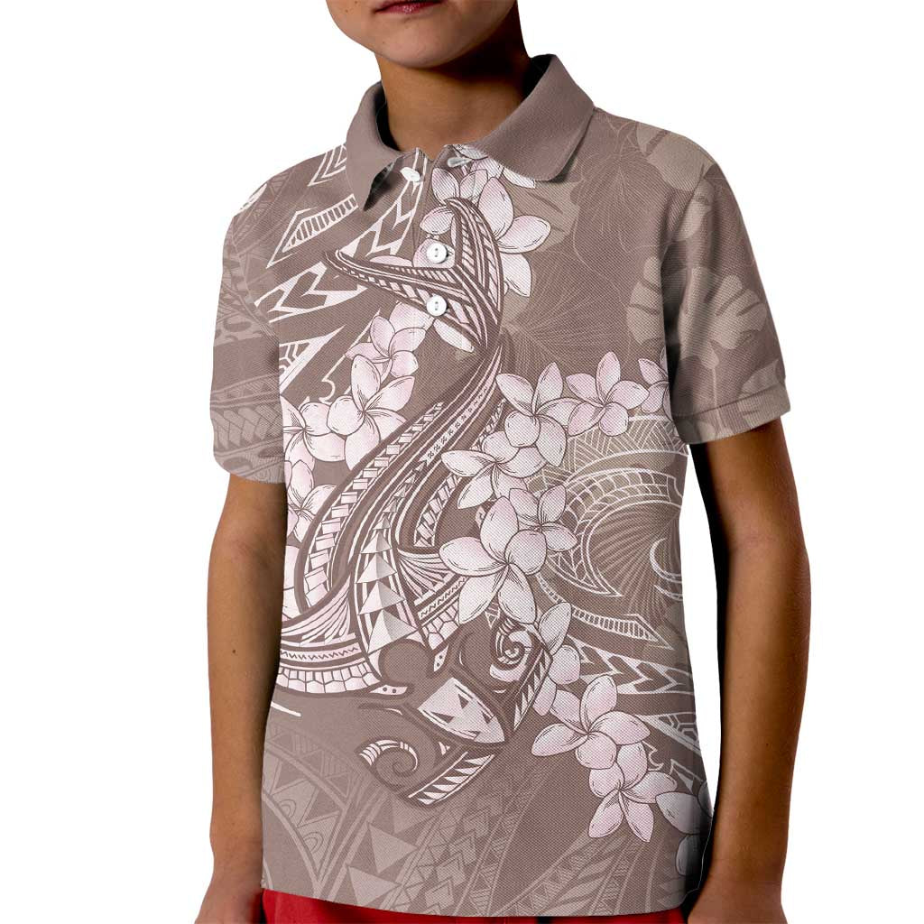 Polynesia Hammerhead Shark Tattoo With Plumeria Lei Kid Polo Shirt