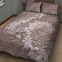 Polynesia Hammerhead Shark Tattoo With Plumeria Lei Quilt Bed Set