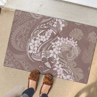 Polynesia Hammerhead Shark Tattoo With Plumeria Lei Rubber Doormat