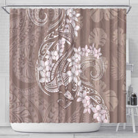 Polynesia Hammerhead Shark Tattoo With Plumeria Lei Shower Curtain