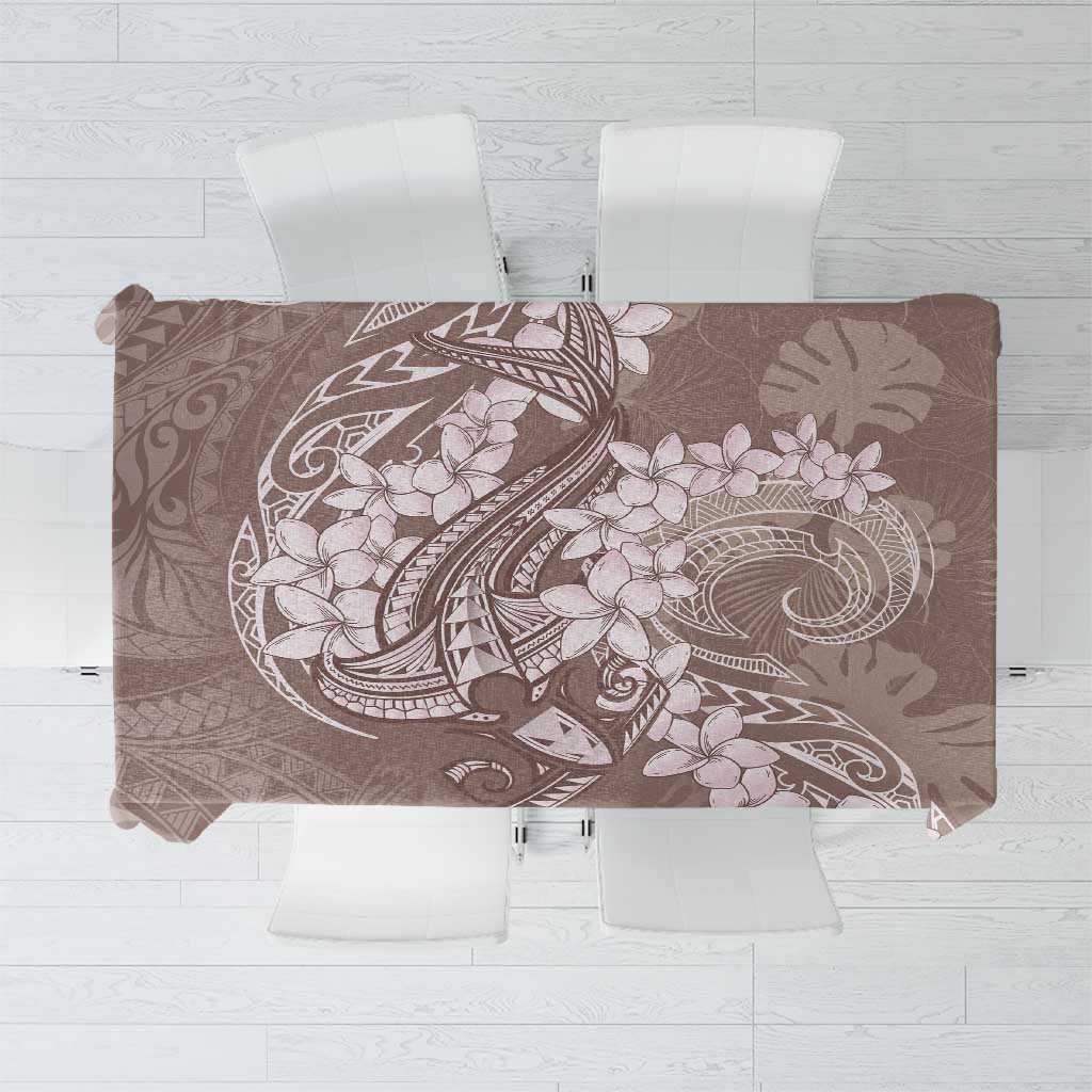 Polynesia Hammerhead Shark Tattoo With Plumeria Lei Tablecloth