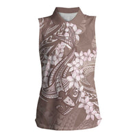 Polynesia Hammerhead Shark Tattoo With Plumeria Lei Women Sleeveless Polo Shirt