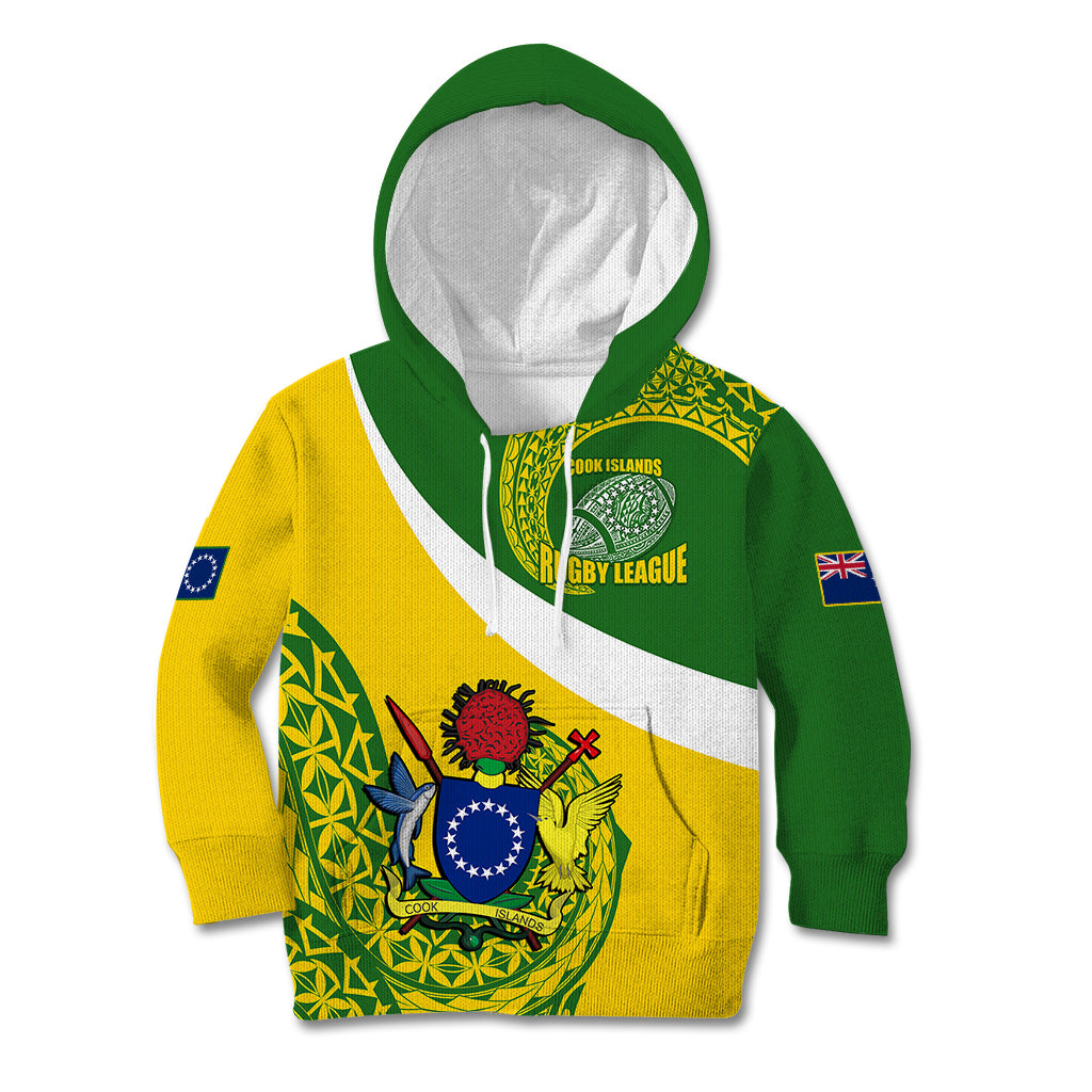 Personalised Cook Islands Rugby Kid Hoodie Pacific Go The Kukis Sporty Style LT14 Hoodie Green - Polynesian Pride