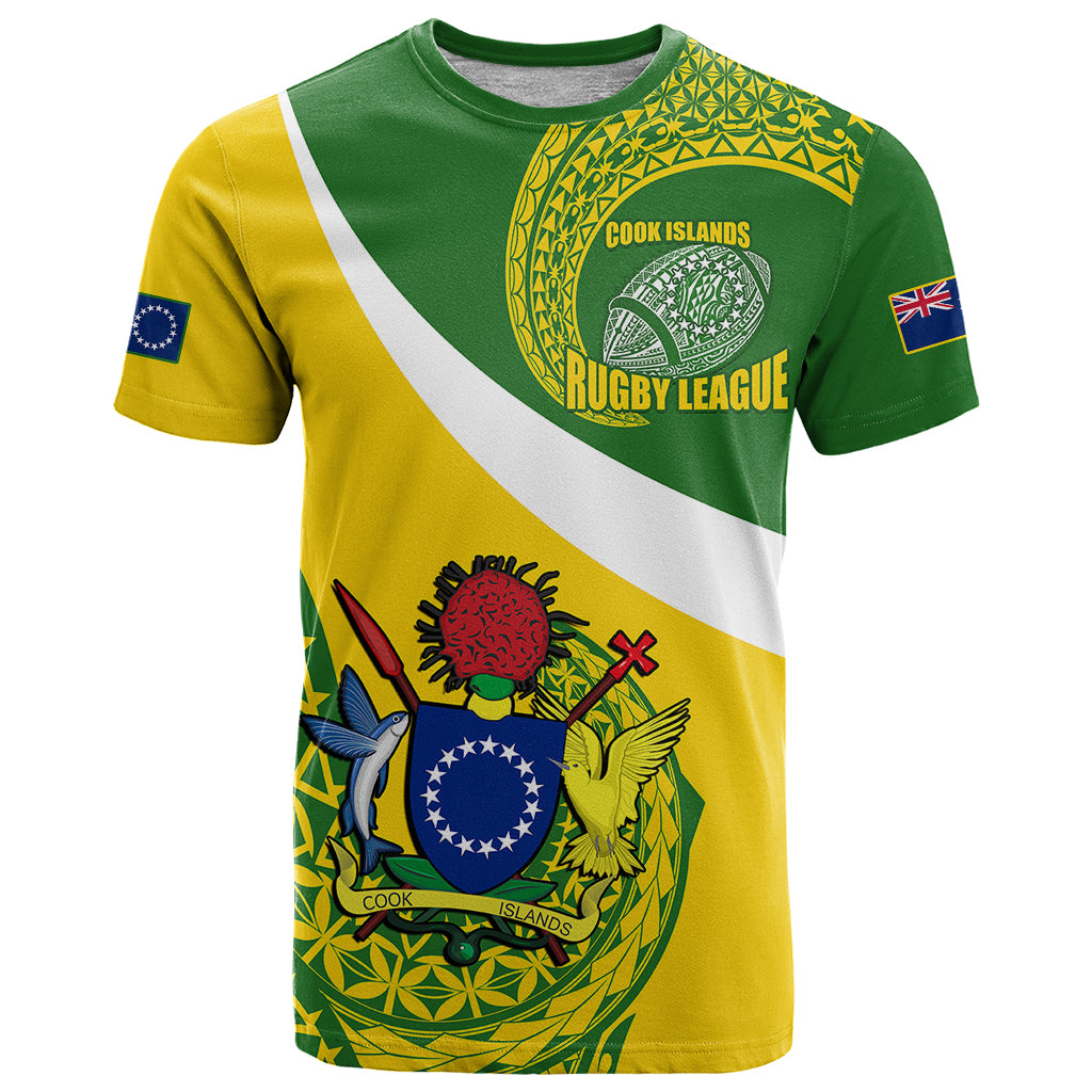 Custom Cook Islands Rugby T Shirt Pacific Go The Kukis Sporty Style LT14 Green - Polynesian Pride