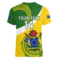 Personalised Cook Islands Rugby Women V Neck T Shirt Pacific Go The Kukis Sporty Style LT14 - Polynesian Pride