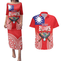 Personalised Taiwan Billiards Couples Matching Puletasi and Hawaiian Shirt Eight-ball Pool Polynesia Tattoo - Polynesian Pride