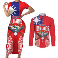 Personalised Taiwan Billiards Couples Matching Short Sleeve Bodycon Dress and Long Sleeve Button Shirt Eight-ball Pool Polynesia Tattoo - Polynesian Pride