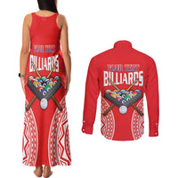 Personalised Taiwan Billiards Couples Matching Tank Maxi Dress and Long Sleeve Button Shirt Eight-ball Pool Polynesia Tattoo - Polynesian Pride