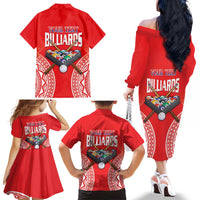 Personalised Taiwan Billiards Family Matching Off The Shoulder Long Sleeve Dress and Hawaiian Shirt Eight-ball Pool Polynesia Tattoo - Polynesian Pride