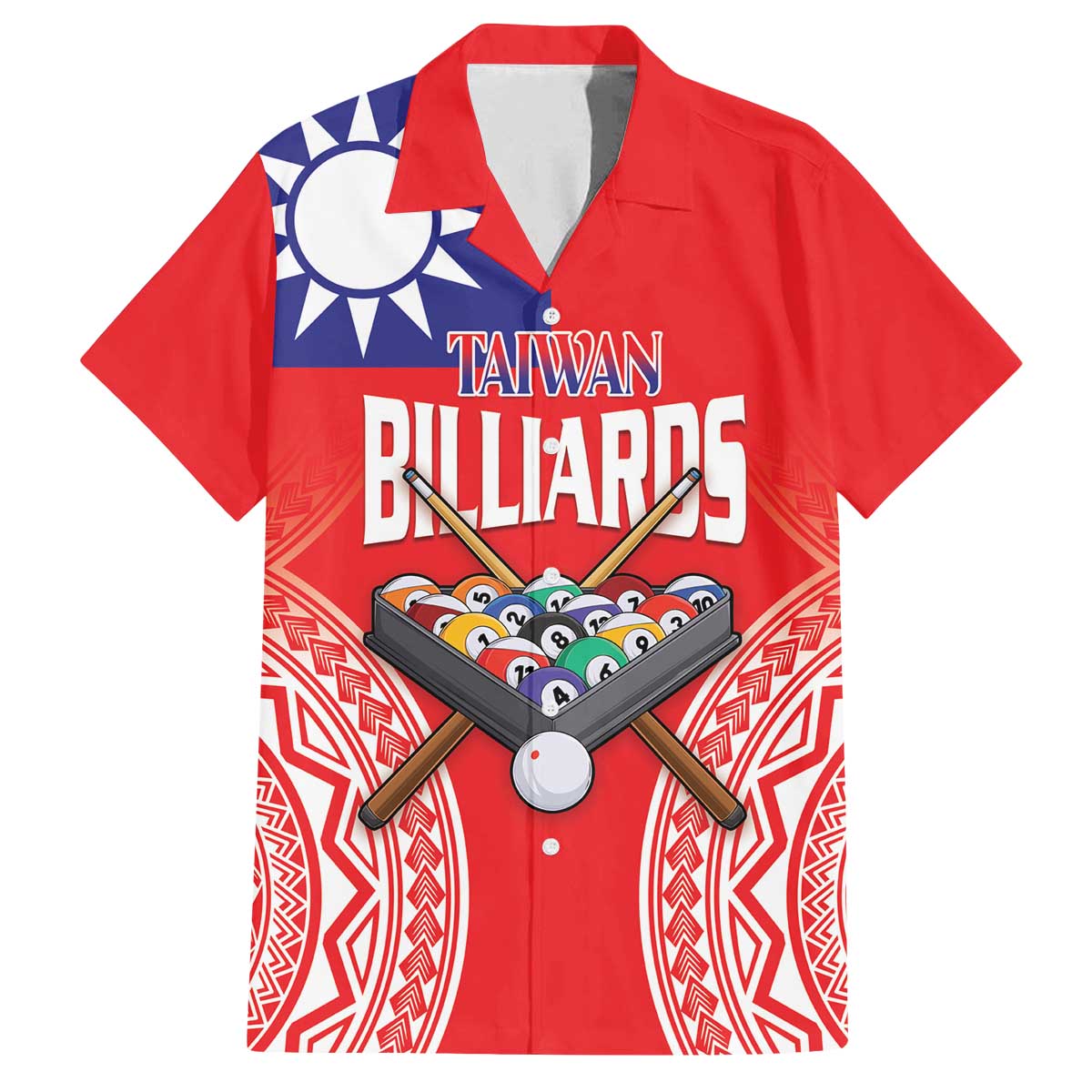 Personalised Taiwan Billiards Family Matching Off The Shoulder Long Sleeve Dress and Hawaiian Shirt Eight-ball Pool Polynesia Tattoo - Polynesian Pride