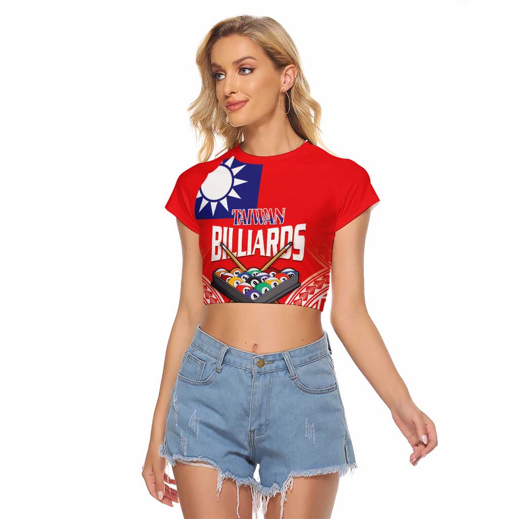 Personalised Taiwan Billiards Raglan Cropped T Shirt Eight-ball Pool Polynesia Tattoo - Polynesian Pride