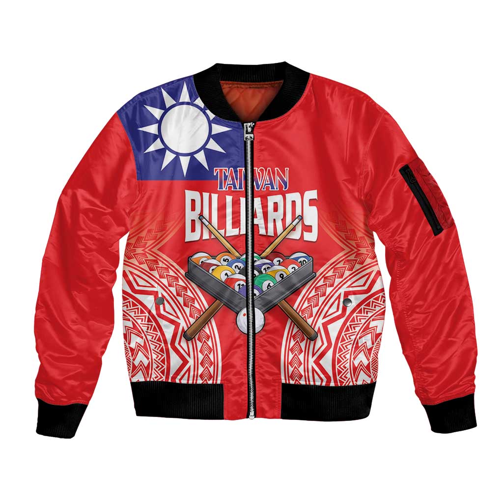 Personalised Taiwan Billiards Sleeve Zip Bomber Jacket Eight-ball Pool Polynesia Tattoo - Polynesian Pride