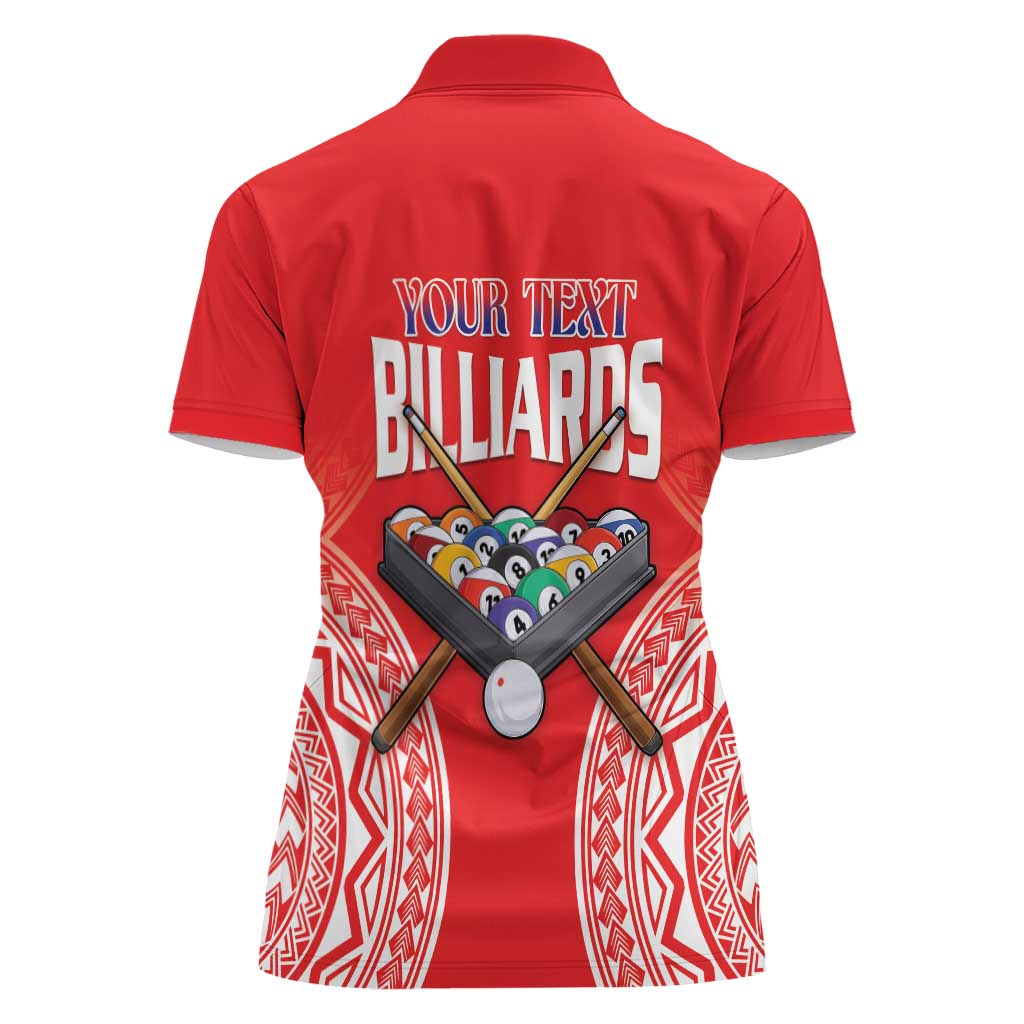 Personalised Taiwan Billiards Women Polo Shirt Eight-ball Pool Polynesia Tattoo - Polynesian Pride