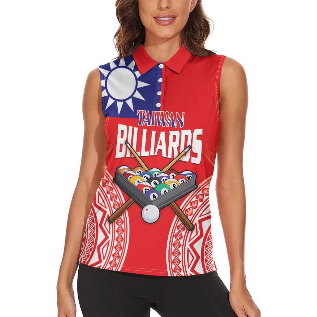 Personalised Taiwan Billiards Women Sleeveless Polo Shirt Eight-ball Pool Polynesia Tattoo - Polynesian Pride
