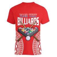 Personalised Taiwan Billiards Women V-Neck T-Shirt Eight-ball Pool Polynesia Tattoo - Polynesian Pride