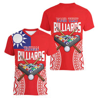 Personalised Taiwan Billiards Women V-Neck T-Shirt Eight-ball Pool Polynesia Tattoo - Polynesian Pride