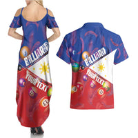 Personalised Philippines Billiards Couples Matching Summer Maxi Dress and Hawaiian Shirt Cue With Balls Flag Style - Polynesian Pride