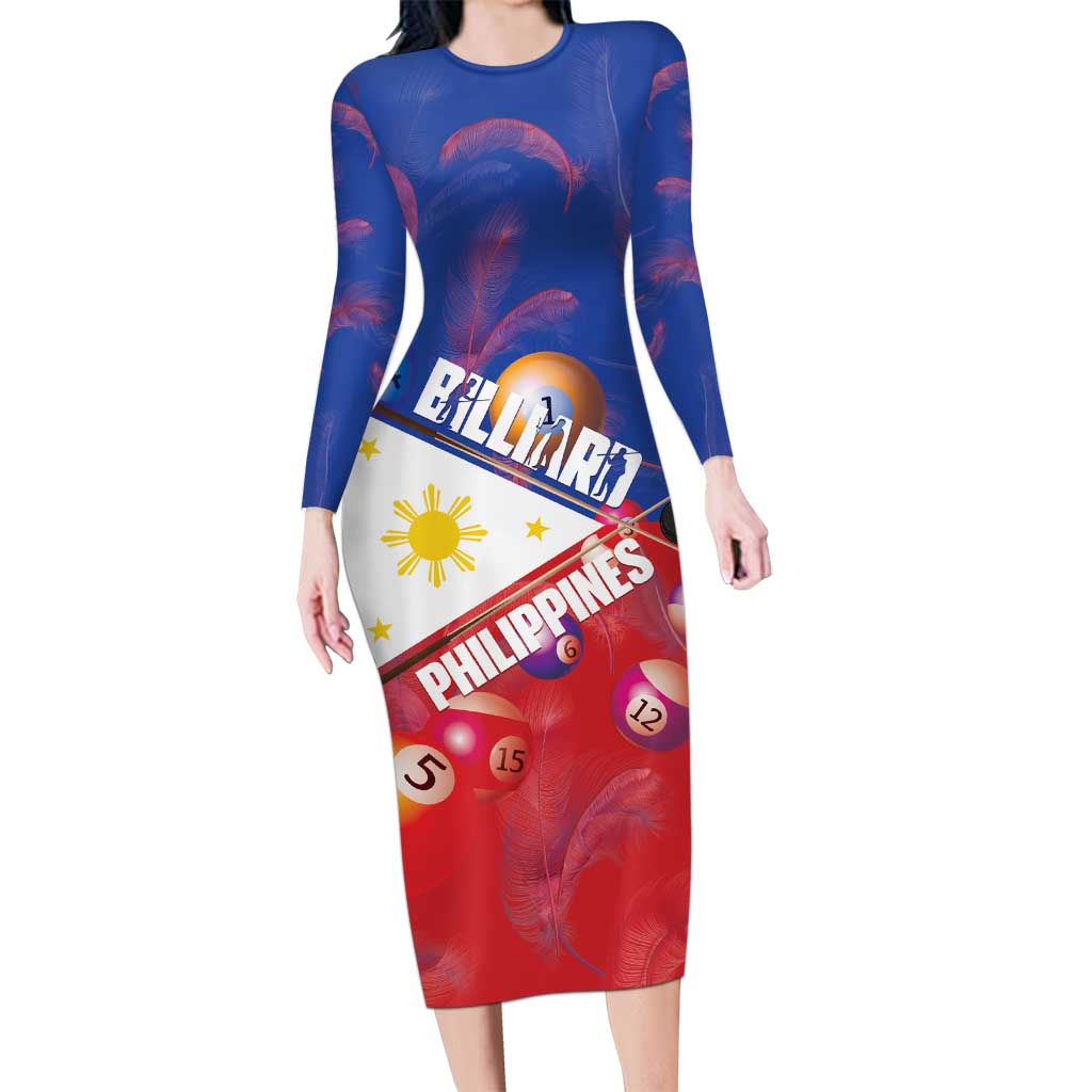 Personalised Philippines Billiards Family Matching Long Sleeve Bodycon Dress and Hawaiian Shirt Cue With Balls Flag Style - Polynesian Pride