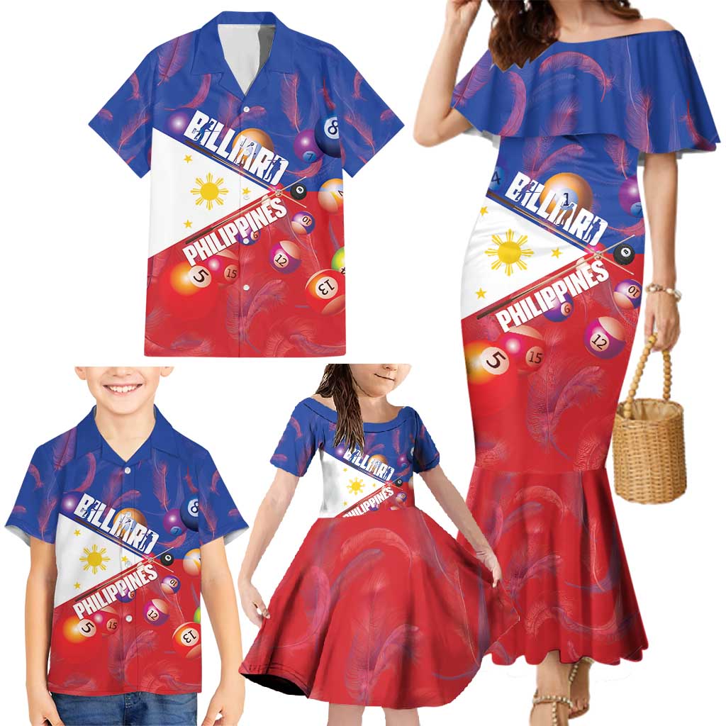 Personalised Philippines Billiards Family Matching Mermaid Dress and Hawaiian Shirt Cue With Balls Flag Style - Polynesian Pride