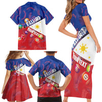 Personalised Philippines Billiards Family Matching Short Sleeve Bodycon Dress and Hawaiian Shirt Cue With Balls Flag Style - Polynesian Pride