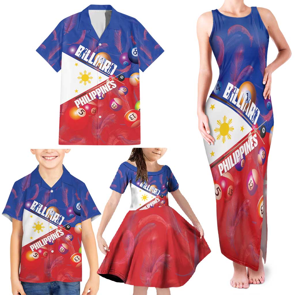 Personalised Philippines Billiards Family Matching Tank Maxi Dress and Hawaiian Shirt Cue With Balls Flag Style - Polynesian Pride