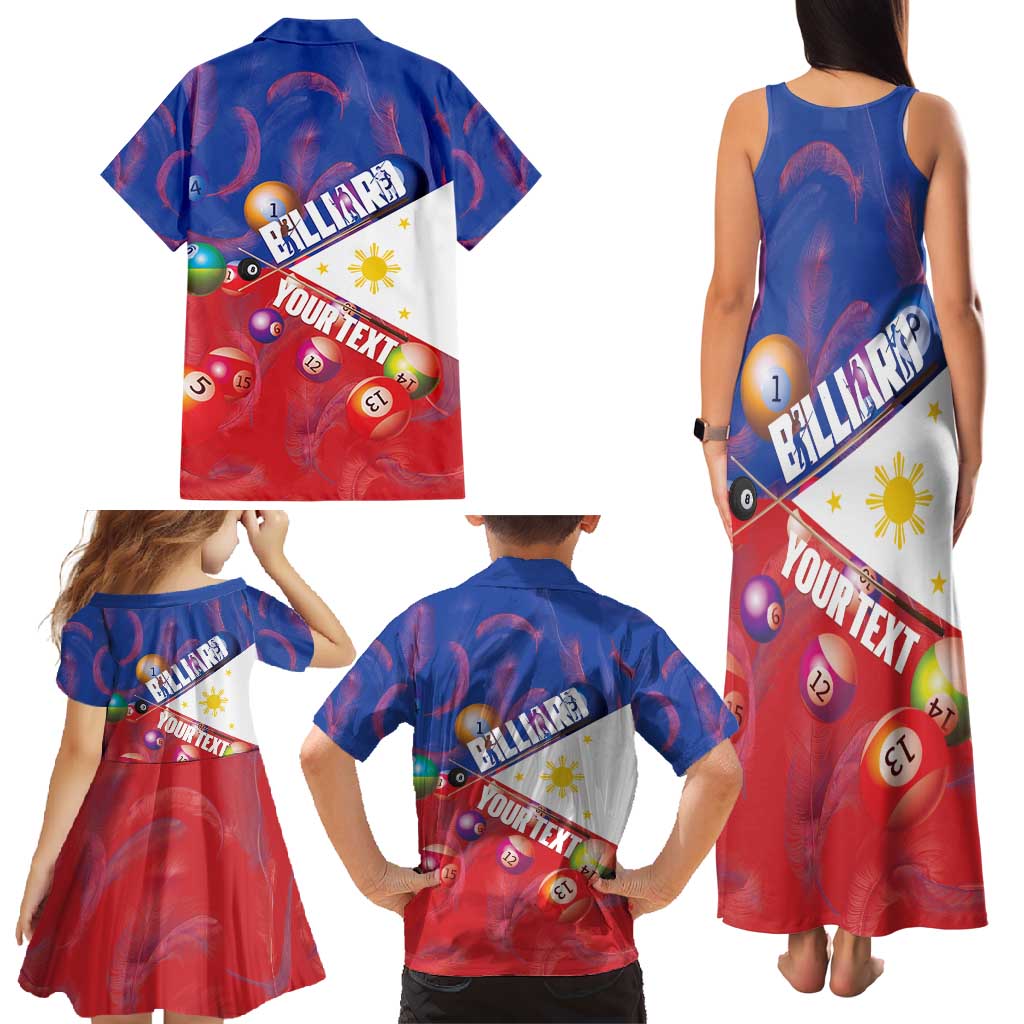 Personalised Philippines Billiards Family Matching Tank Maxi Dress and Hawaiian Shirt Cue With Balls Flag Style - Polynesian Pride