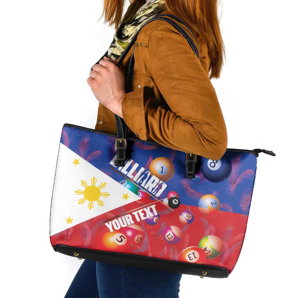 Personalised Philippines Billiards Leather Tote Bag Cue With Balls Flag Style - Polynesian Pride