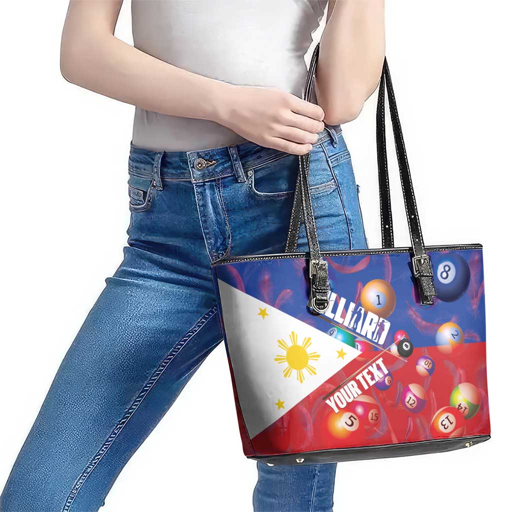 Personalised Philippines Billiards Leather Tote Bag Cue With Balls Flag Style - Polynesian Pride