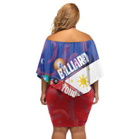 Personalised Philippines Billiards Off Shoulder Short Dress Cue With Balls Flag Style - Polynesian Pride