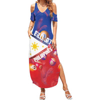 Personalised Philippines Billiards Summer Maxi Dress Cue With Balls Flag Style - Polynesian Pride