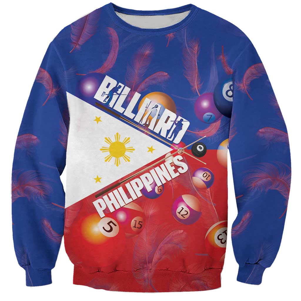 Personalised Philippines Billiards Sweatshirt Cue With Balls Flag Style - Polynesian Pride