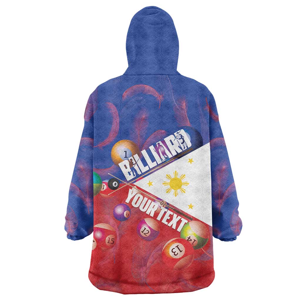 Personalised Philippines Billiards Wearable Blanket Hoodie Cue With Balls Flag Style - Polynesian Pride