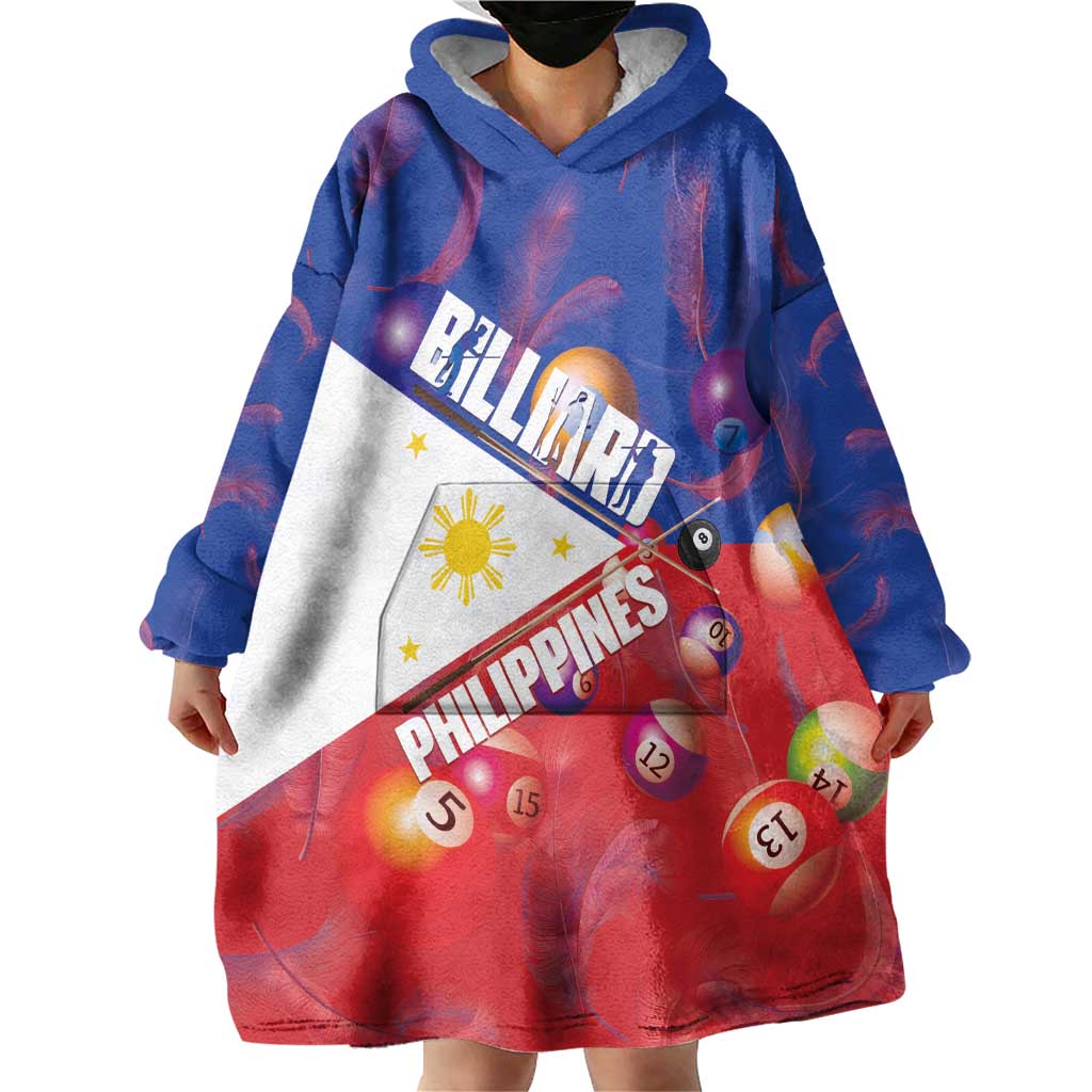 Personalised Philippines Billiards Wearable Blanket Hoodie Cue With Balls Flag Style - Polynesian Pride