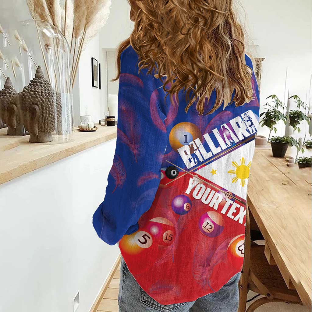 Personalised Philippines Billiards Women Casual Shirt Cue With Balls Flag Style - Polynesian Pride