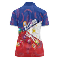 Personalised Philippines Billiards Women Polo Shirt Cue With Balls Flag Style - Polynesian Pride