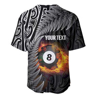 Personalised New Zealand Billiards Baseball Jersey Maori Fern On Fire 8 Ball LT14 - Polynesian Pride
