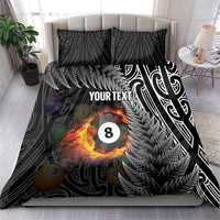 Personalised New Zealand Billiards Bedding Set Maori Fern On Fire 8 Ball - Polynesian Pride