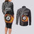 Personalised New Zealand Billiards Couples Matching Long Sleeve Bodycon Dress and Long Sleeve Button Shirt Maori Fern On Fire 8 Ball - Polynesian Pride