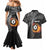 Personalised New Zealand Billiards Couples Matching Mermaid Dress and Hawaiian Shirt Maori Fern On Fire 8 Ball - Polynesian Pride