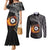 Personalised New Zealand Billiards Couples Matching Mermaid Dress and Long Sleeve Button Shirt Maori Fern On Fire 8 Ball - Polynesian Pride