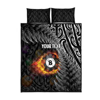 Personalised New Zealand Billiards Quilt Bed Set Maori Fern On Fire 8 Ball - Polynesian Pride